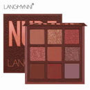 Paleta De Sombras LANGMANNI 9-Pan , 50g-Maquiagem De Nove Cores Perolada E Marrom Vermelho Fosco