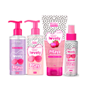 Novo Kit Banho Premium Esfoliante Sabonete Hidratante e Body Splash Lovely Face Beautiful