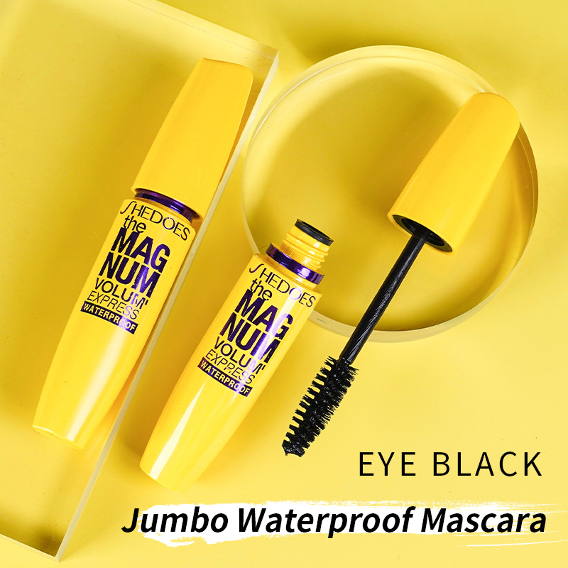 Rímel À Prova D'água De Longa Volume E Curvatura De Vison Cílios Postiços-Amarelo Natural Duradouro Não Desbotado