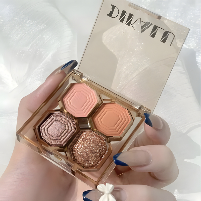 Paleta De Sombras DIKALU De 4 Cores – Marromes Neutros Foscos E Brilhantes , De Longa Duração À Prova De Manchas