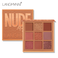 Paleta De Sombras LANGMANNI 9-Pan , 50g-Maquiagem De Nove Cores Perolada E Marrom Vermelho Fosco